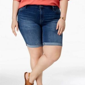 Tommy Hilfiger Shorts Women's Plus Size Cuffed 9" Denim Shorts, Ink Size 24W